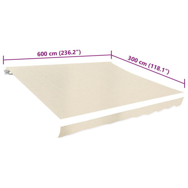 Cremefarbenes Markisentuch Ferin 6x3 m ((ohne Gestell))