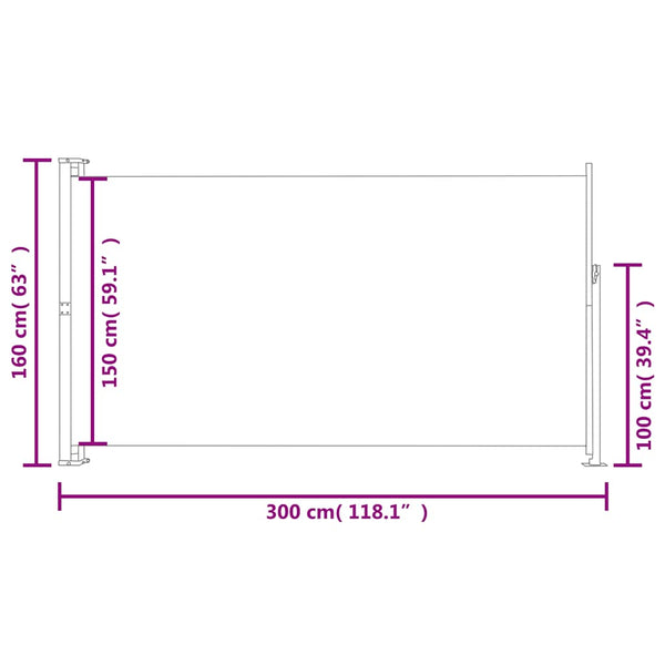 Blaues Seitenmarkise für die Terrasse SNR 160x300cm