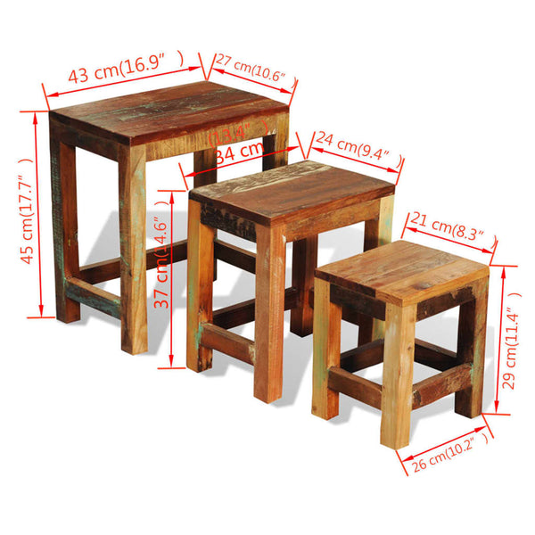 Satztische Pandelie (3 St. Vintage-Stil recyceltes Holz)