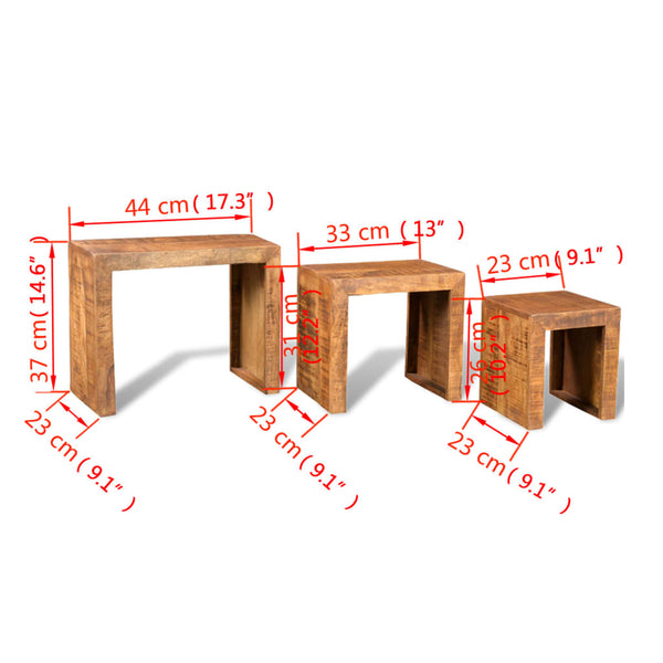 Beistelltisch-Set Mujab (3 Stk. Mangoholz)