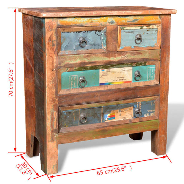 Schrank Csebar (4 Schubladen recyceltes Holz)