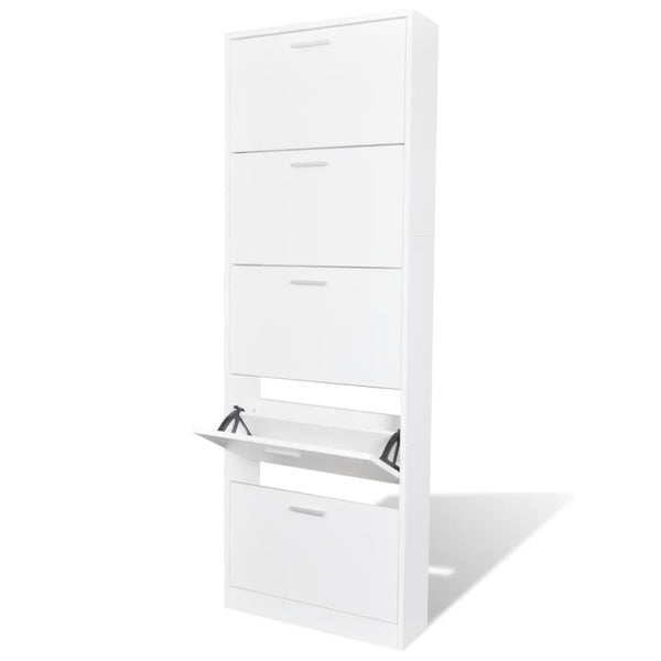 Weißer Schuhschrank Wilinger (5 Fächer, Holz)