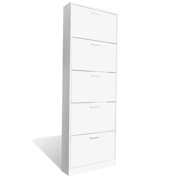 Weißer Schuhschrank Wilinger (5 Fächer, Holz)