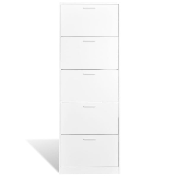Weißer Schuhschrank Wilinger (5 Fächer, Holz)