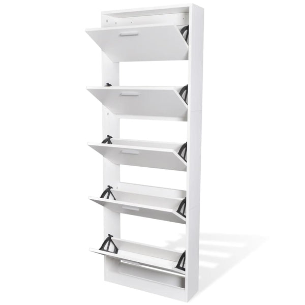 Weißer Schuhschrank Wilinger (5 Fächer, Holz)