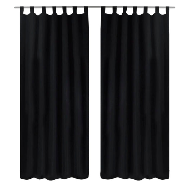 Schwarze Mikrosatin-Vorhänge mit Schlaufen Capsuna 140x225cm (2 St.)