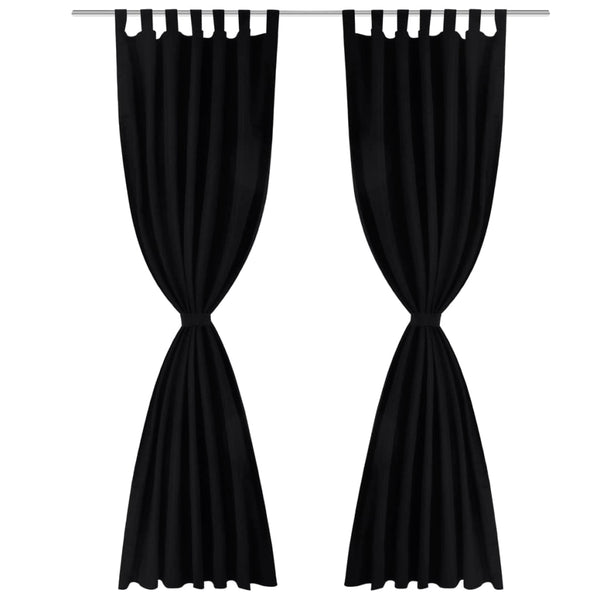 Schwarze Mikrosatin-Vorhänge mit Schlaufen Capsuna 140x225cm (2 St.)