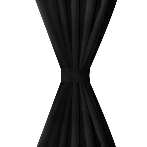 Schwarze Mikrosatin-Vorhänge mit Schlaufen Capsuna 140x225cm (2 St.)