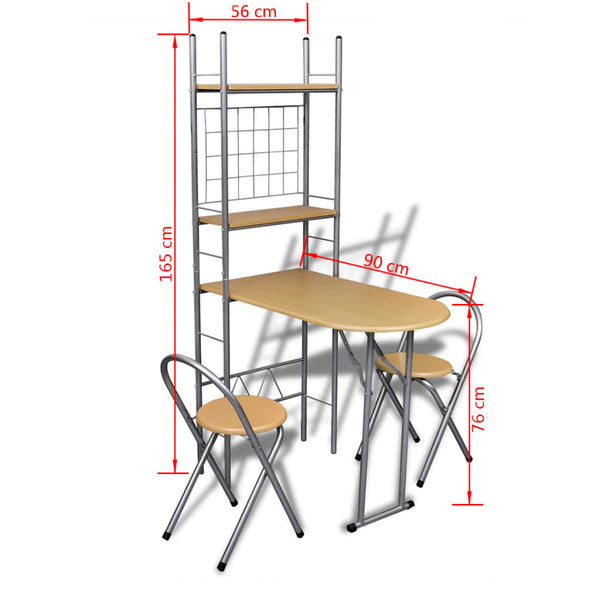 Klappbares Frühstücks-Set Siuca (mit 2 Stühlen)