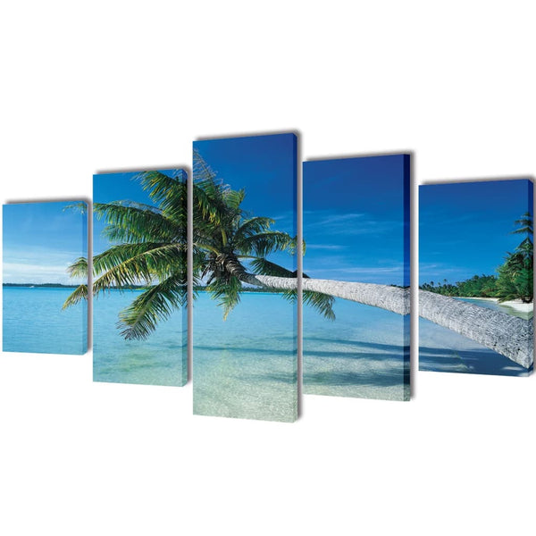 Leinwandbilder-Set Sandstrand mit Palme Albei 200x100cm