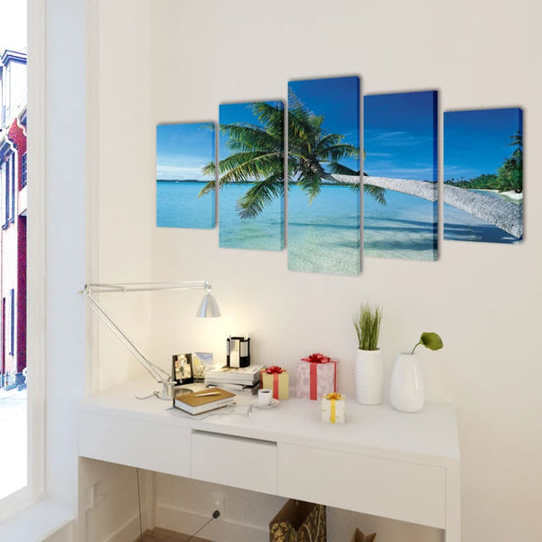 Leinwandbilder-Set Sandstrand mit Palme Albei 200x100cm