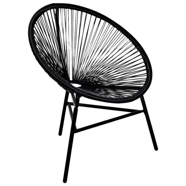 Schwarzer ovaler Gartenstuhl Niculii (Polyrattan)