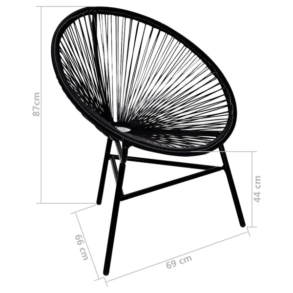 Schwarzer ovaler Gartenstuhl Niculii (Polyrattan)