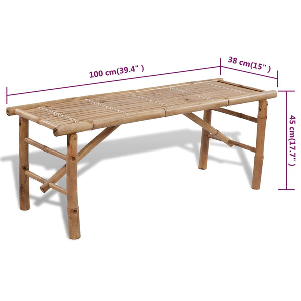 Biertischgarnitur Ligiana 100cm (mit 2 Bänken, Bambus)
