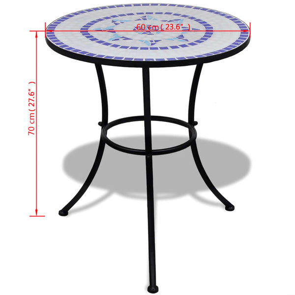 Blauer und weißer Bistrotisch Culca 60cm (Mosaik)