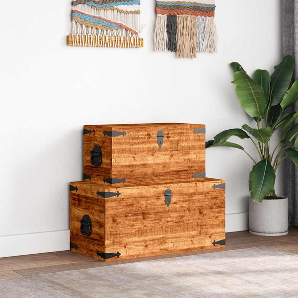 Aufbewahrungstruhen-Set Barakonyi (2 Stück grobes Mangoholz)