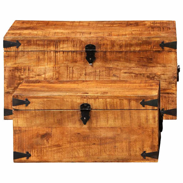 Aufbewahrungstruhen-Set Barakonyi (2 Stück grobes Mangoholz)