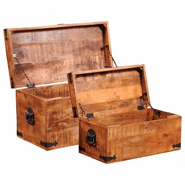 Aufbewahrungstruhen-Set Barakonyi (2 Stück grobes Mangoholz)