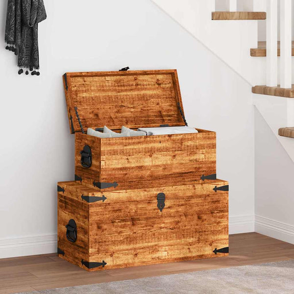 Aufbewahrungstruhen-Set Barakonyi (2 Stück grobes Mangoholz)