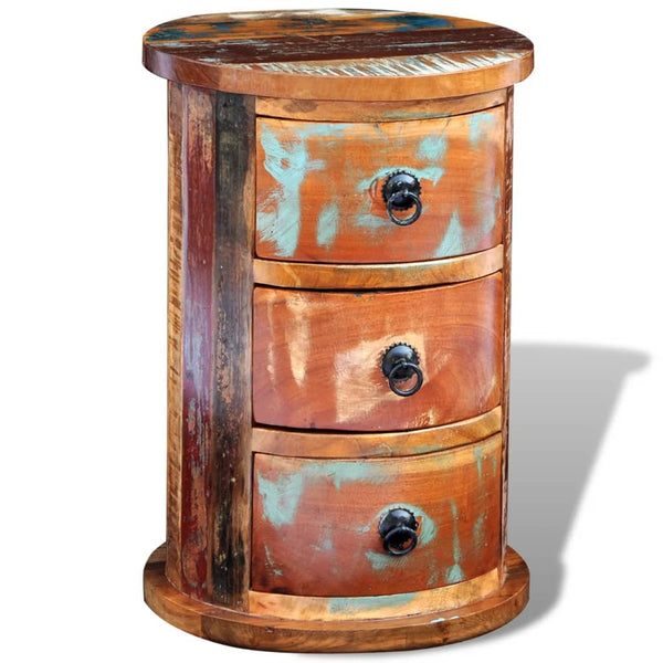 Runde Kommode Elana (3 Schubladen recyceltes Holz)