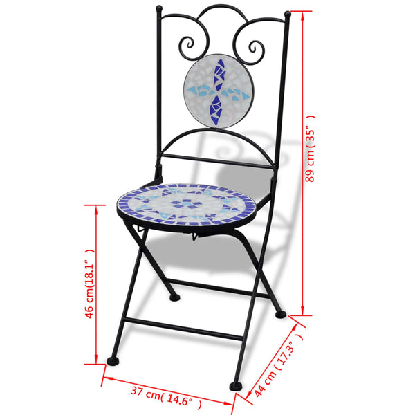 Blau-weiße Bistromöbelserie Luceana 3-teilig (Mosaik)