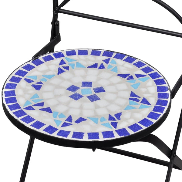 Blau-weiße Bistromöbelserie Luceana 3-teilig (Mosaik)