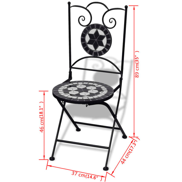 Schwarzes und weißes Bistromöbelset Luceana 3-teilig (Mosaik)