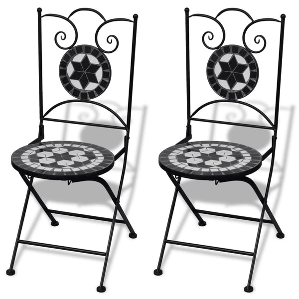 Schwarzes und weißes Bistromöbelset Luceana 3-teilig (Mosaik)