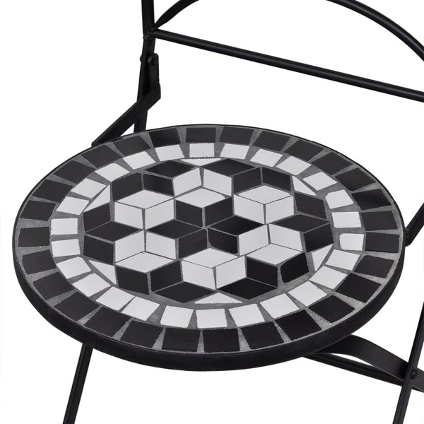 Schwarzes und weißes Bistromöbelset Luceana 3-teilig (Mosaik)