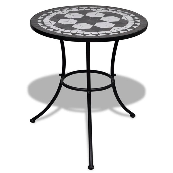 Schwarzes und weißes Bistromöbelset Luceana 3-teilig (Mosaik)
