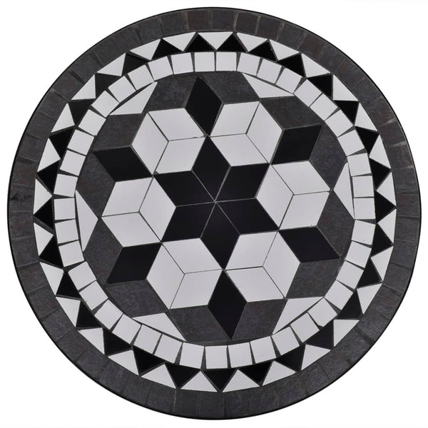 Schwarzes und weißes Bistromöbelset Luceana 3-teilig (Mosaik)