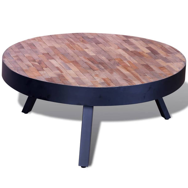 Runder niedriger Couchtisch Artizia (recyceltes Teakholz)