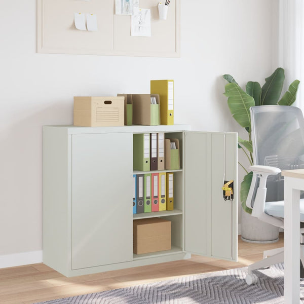 Grauer Büroschrank Meyer 90cm (2 Türen Metall)