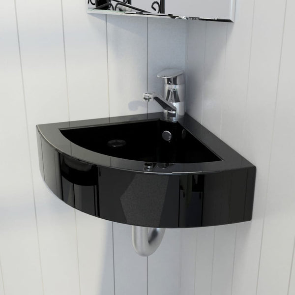 Schwarzes Waschbecken mit Überlauf von Alicus 45x32x12,5cm