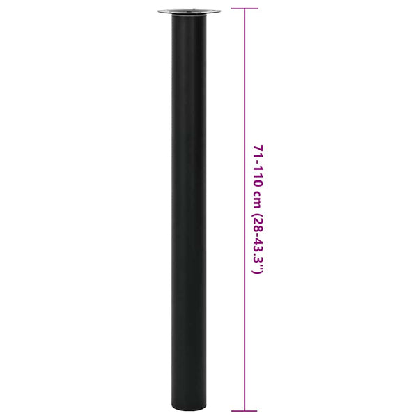 Musta teleskooppista pöydän jalkaa Velva 710 mm-1100 mm (2 kpl)