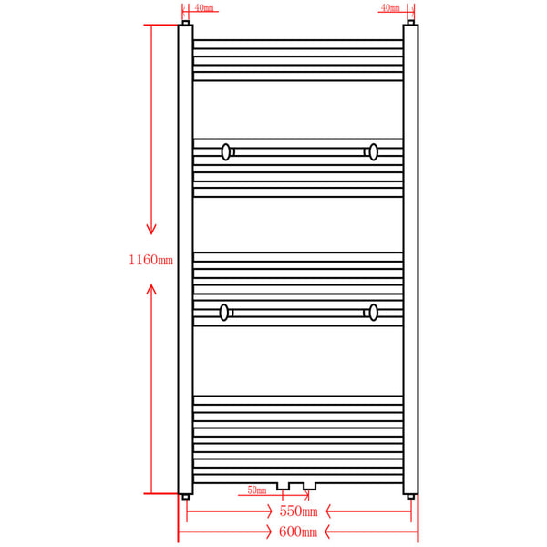 Grauer Badheizkörper Minenver 600x1160 mm (gerade)