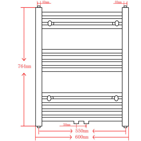 Schwarzer Handtuchheizkörper Minenver 600x764 mm (gerade)