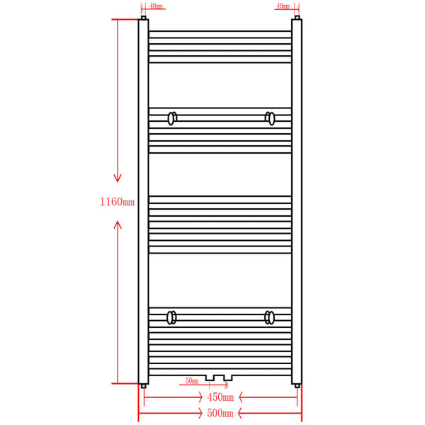 Schwarzer Zentralheizungs-Handtuchheizkörper Minenver 500x1160 mm (gerade)
