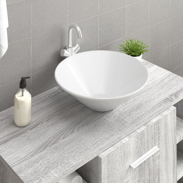 Weiße Waschbecken Euzofina 42x22x14cm (2 Stk. Keramik)