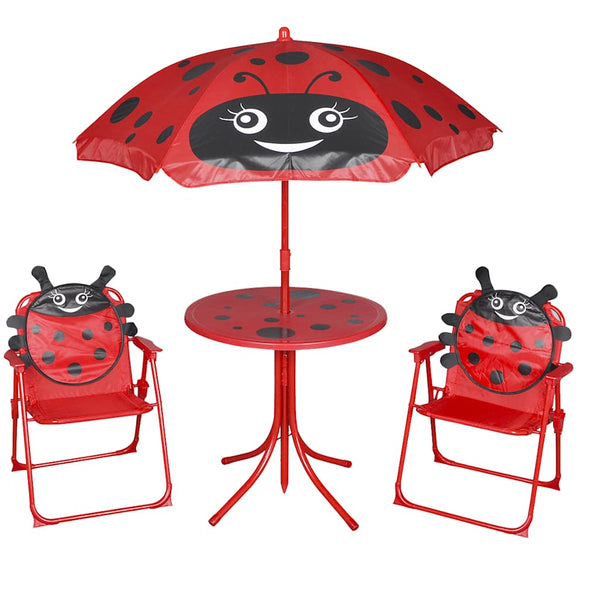 Rotes Kinder-Garten-Bistroset Nadim, 3-teilig (mit Sonnenschirm)