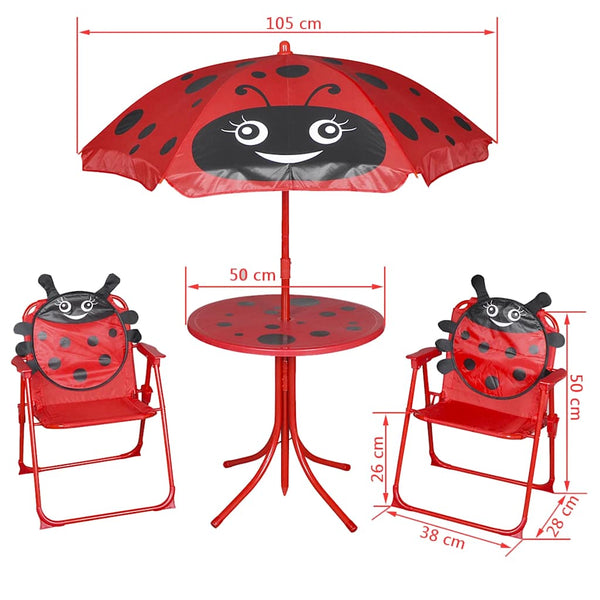 Rotes Kinder-Garten-Bistroset Nadim, 3-teilig (mit Sonnenschirm)