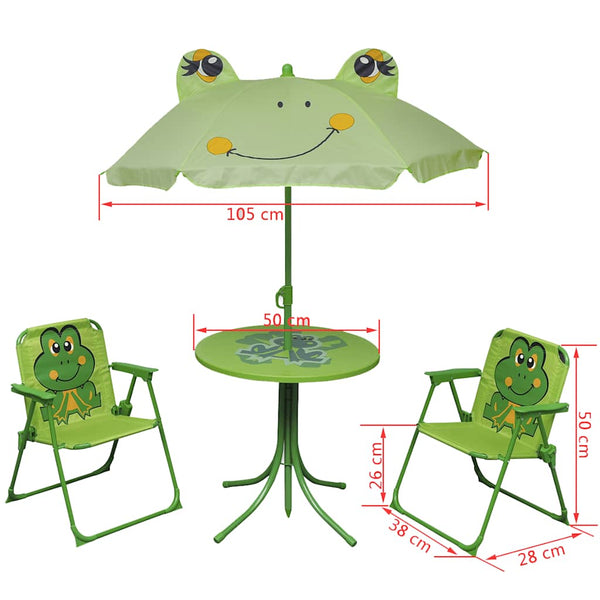 Grünes Kinder-Gartenbistroset Nadim 3-teilig (mit Sonnenschirm)