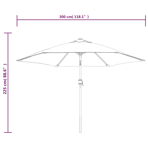 Grüner LED-Sonnenschirm Alexandru 3 m