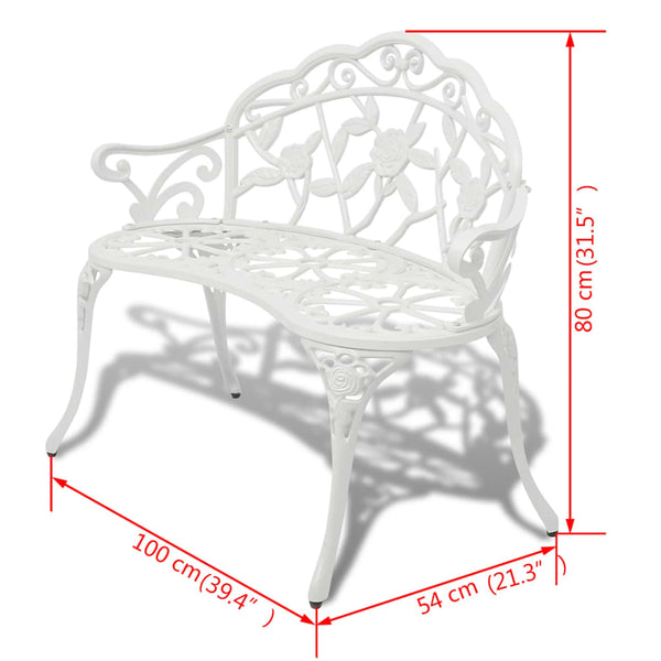 Weiße Gartenbank Santea 100cm (Aluminiumguss)