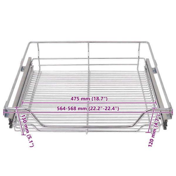 Silberne ausziehbare Gitterboxen Suna 600 mm (2 Stk.)