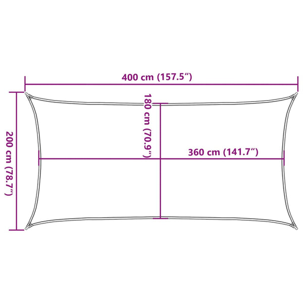 Anthrazitfarbenes Sonnensegel HDPE rechteckig Cristodora 2x4 m
