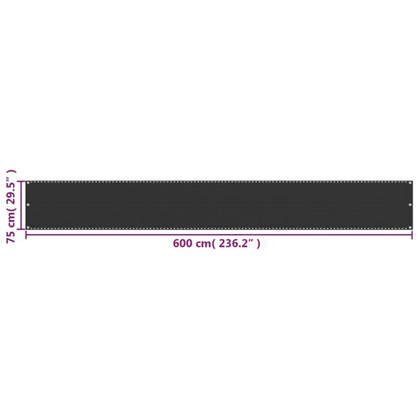 Anthrazitfarbener Balkonschutz Bobe 75x600cm