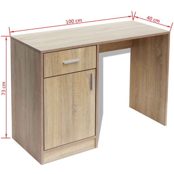 Schreibtisch mit Schublade und Schrank Eiche Omaid 100x40x73cm