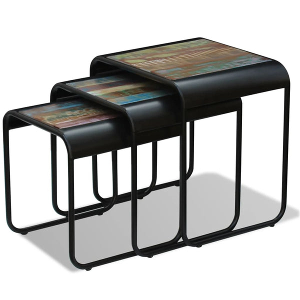 Beistelltisch-Set Romel (3er-Set aus recyceltem Massivholz)