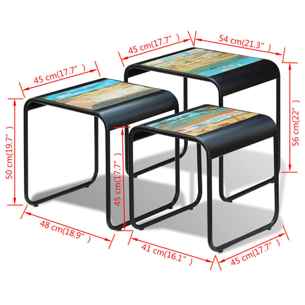 Beistelltisch-Set Romel (3er-Set aus recyceltem Massivholz)
